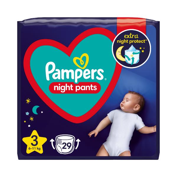 Πάνες-Βρακάκι Νο3 (6-11kg) Pampers Night Pants (2x29τεμ) 1+1 Δώρο
