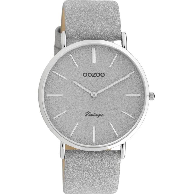 OOZOO Vintage - C20160, Silver case with Silver Leather Strap