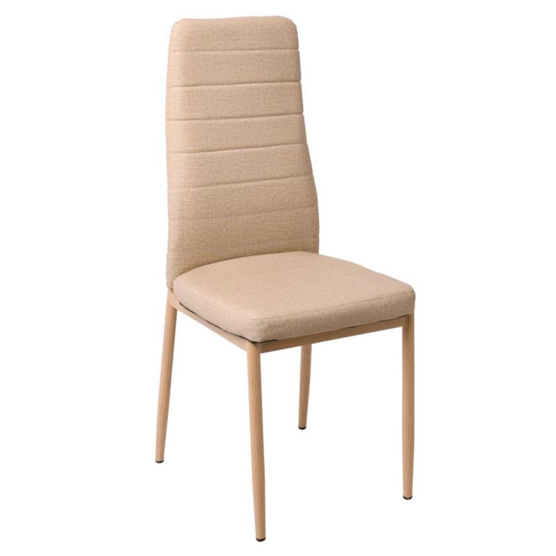 JETTA Καρέκλα Μέταλλο Βαφή Φυσικό - Linen PU Μπεζ ( Συσκ.4 )