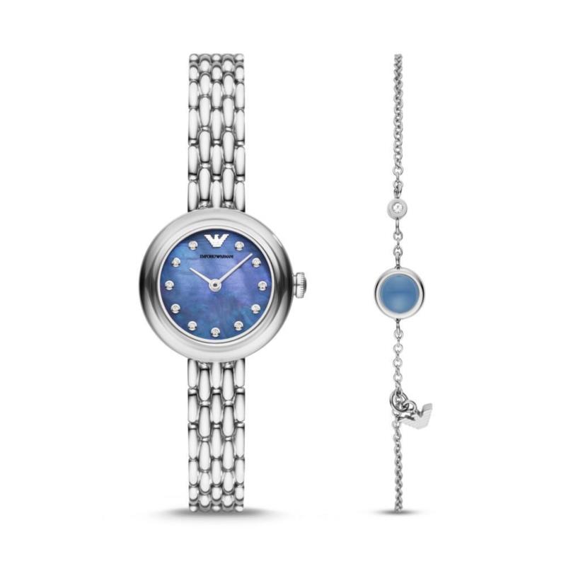EMPORIO ARMANI Rosa Crystals Gift Set - AR80051, Silver case with Stainless Steel Bracelet