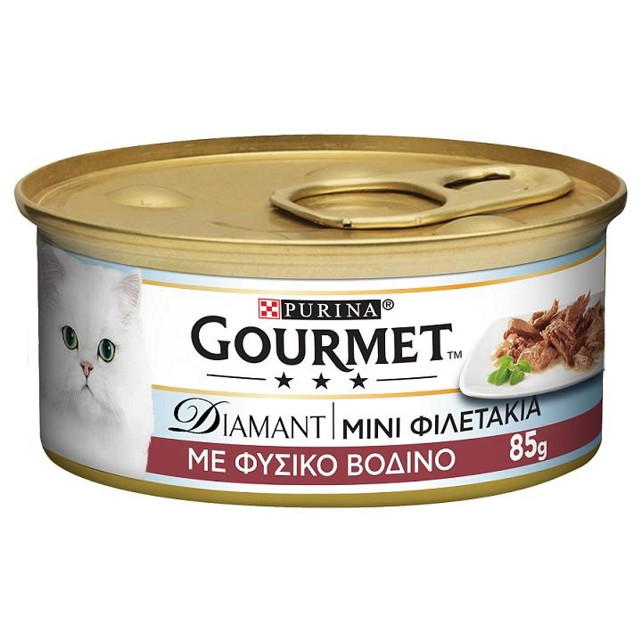 Τροφή για γάτες Φιλετάκια Βοδινό σε σάλτσα Gourmet Diamant (85g)