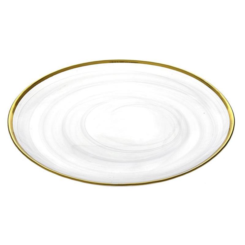 Πιάτο Με Χρυσή Ρίγα Διάφανο Γυαλί Φ26cm