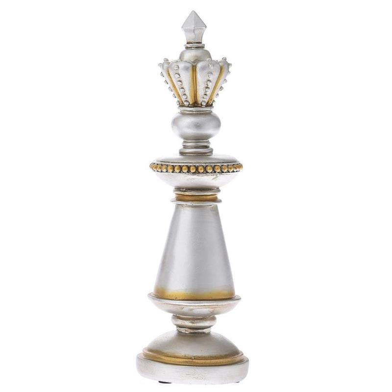 Πιόνι Σκακιού Βασίλισσα Ασημί 10x10x33cm