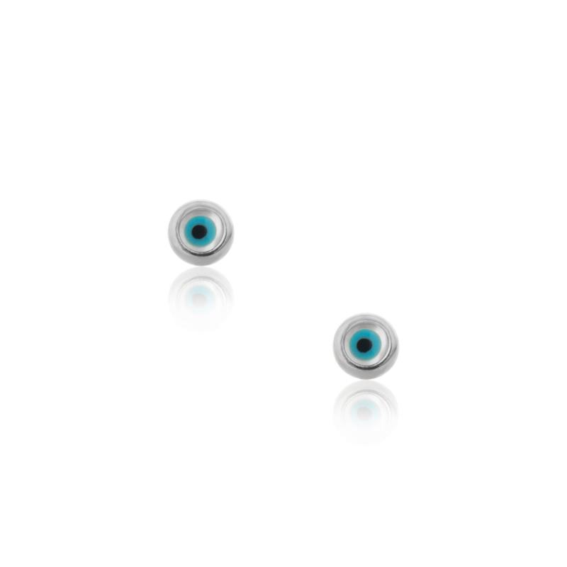 Κομψά ασημένια καρφωτά σκουλαρίκια σε σχήμα μάτι με φίλντισι