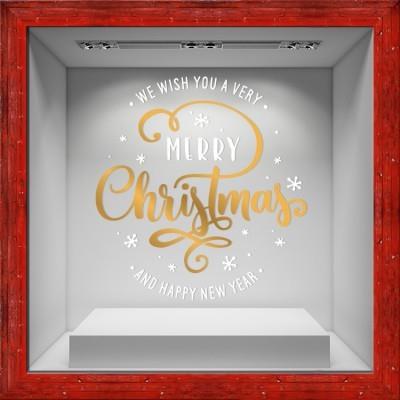 We Wish You White-Gold Χριστουγεννιάτικα Αυτοκόλλητα βιτρίνας 80 x 85 εκ.