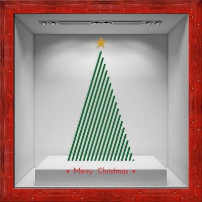 Χριστουγεννιάτικο Δέντρο με Γραμμές Χριστουγεννιάτικα Αυτοκόλλητα βιτρίνας 80 x 163 εκ.