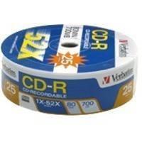 CD-RECORDABLE VERBATIM 80MIN - 700MB EXTRA PROTECTION 52X CAKEBOX 25