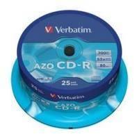 VERBATIM CD-RECORDABLE 80MIN - 700 MB CRYSTAL AZO 52X CAKEBOX 25