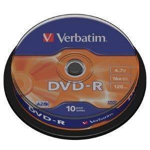 VERBATIM DVD-R 16X 4,7GB MATT SILVER CAKEBOX 10
