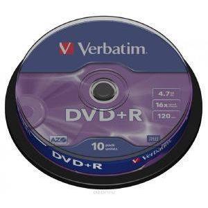 VERBATIM DVD+R 16X 4,7GB MATT SILVER CAKEBOX 10