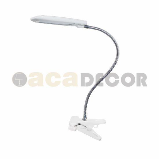 ACA Φωτιστικό Γραφείου LED Πλαστικό Λευκό με Εύκαμπτο Βραχίονα 7.5x11.5x43.5cm Φυσικό Λευκό 15205LEDWHC