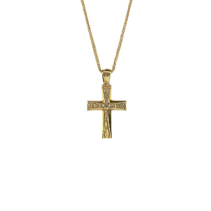 Χρυσός σταυρός 14Κ ΧΣ00016 - Με την αλυσίδα της φωτογραφίας 40cm