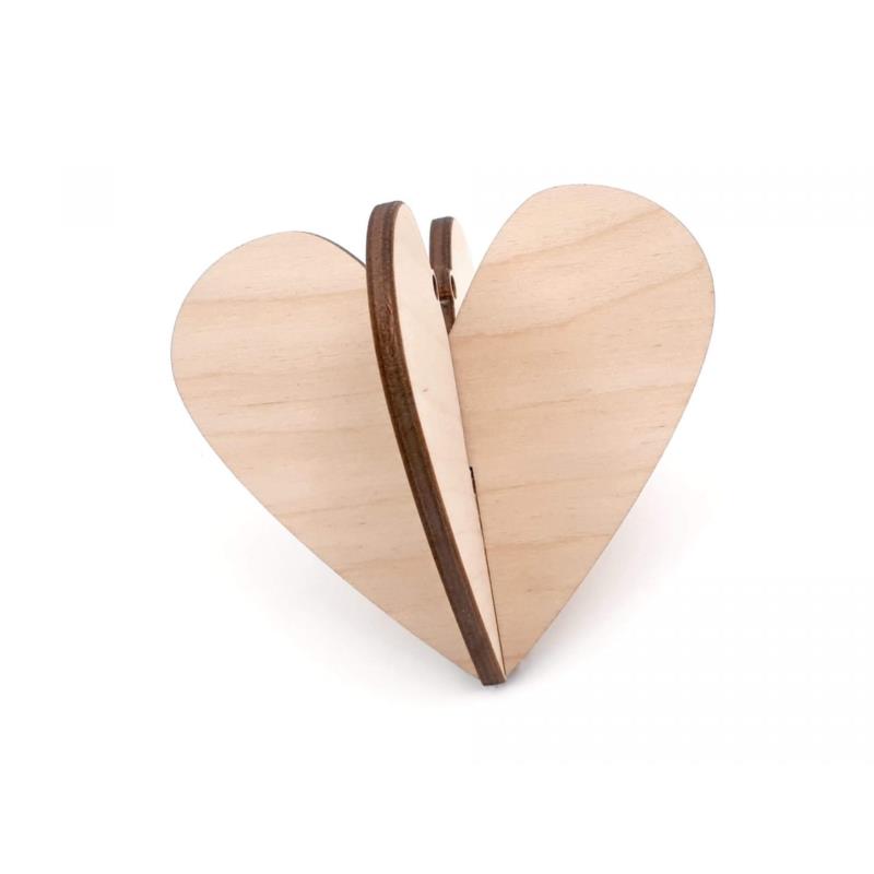Χριστουγεννιάτικο ξύλινο στολίδι "3D Καρδιά"