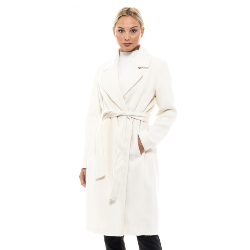 ΓΥΝΑΙΚΕΙΑ ΜΠΟΥΦΑΝ Splendid fashion γυναικείο μακρύ παλτό OFF WHITE 46-101-009