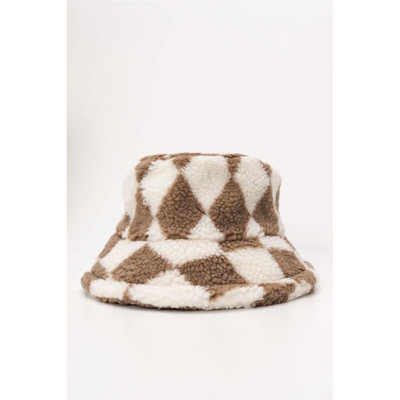 Καπέλο Bucket Teddy Καρό - Μπεζ