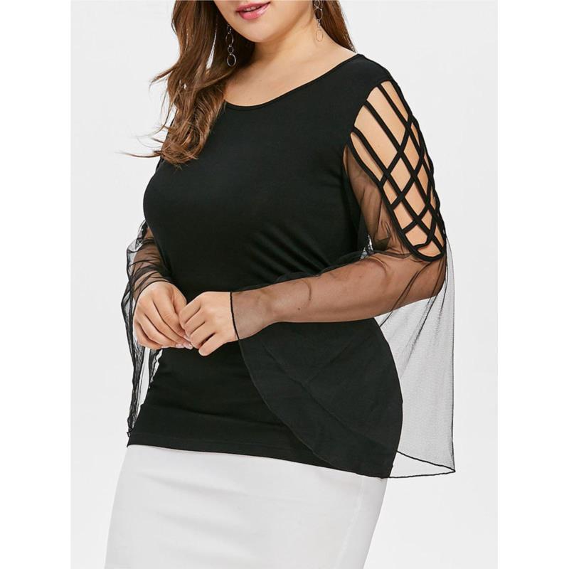 Plus Size Cutout Bell Sleeve Blouse