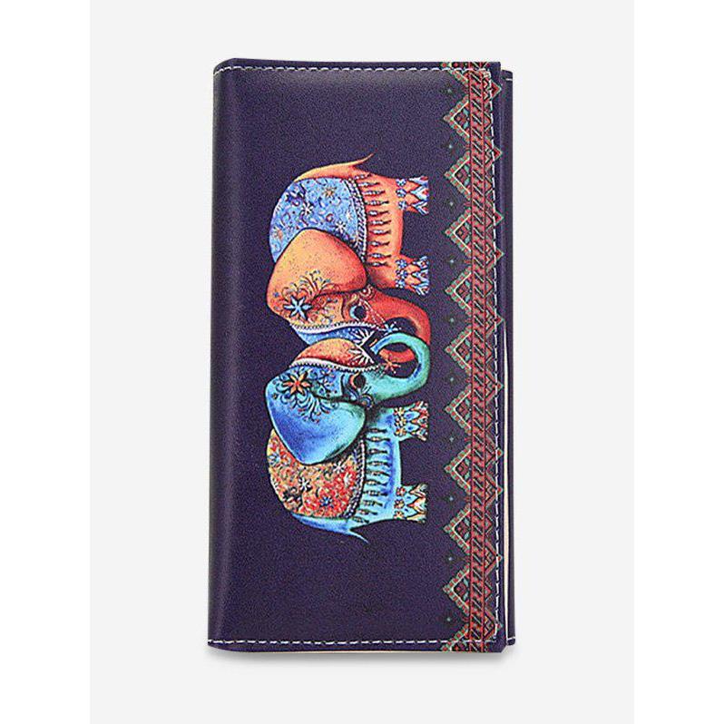 Elephant Pattern Square Leather Wallet