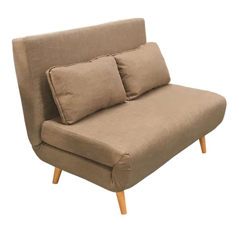 Καναπές-Κρεβάτι Διθέσιος SARA Καφέ Ύφασμα 120x89x88cm