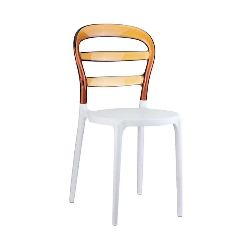 Καρέκλα Στοιβαζόμενη BIBI Λευκό/Amber PP/Ακρυλικό 42x50x85cm