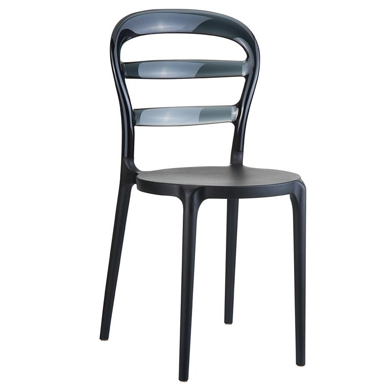 Καρέκλα Στοιβαζόμενη BIBI Μαύρο PP/Ακρυλικό 42x50x85cm