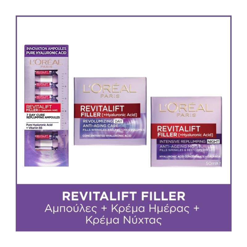 Skincare Routine Revitalift Filler Hyaluronic Acid Ampoules & Day Cream
