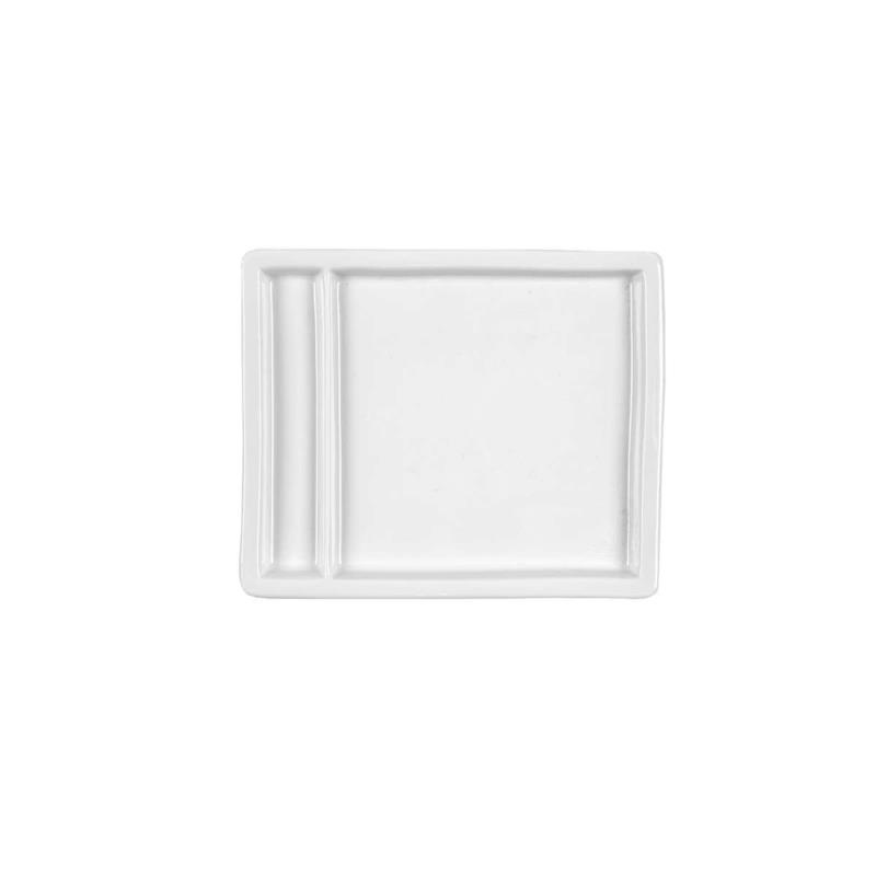 Πιάτο 2 Θέσεων Τετράγωνο Πορσελάνης Λευκό Art Et Lumiere 18x15x2εκ. 05951 (Σετ 6 Τεμάχια) (Υλικό: Πορσελάνη, Χρώμα: Λευκό) - Art Et Lumiere - lumiere_05951