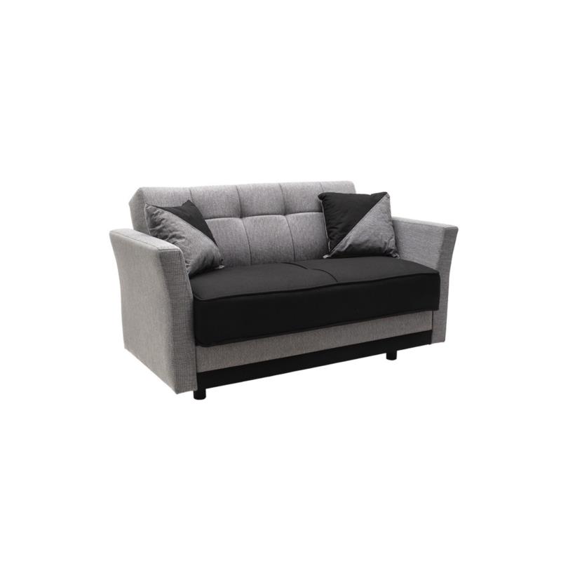 Καναπές-κρεβάτι "LORENA" διθέσιος από ύφασμα σε γκρι-μαύρο χρώμα 150x85x89
