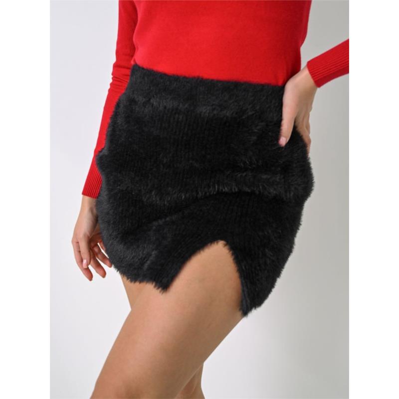 Glamorous Φούστα Mini Fluffy Μαύρη - Praton