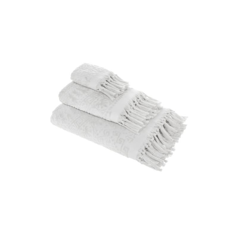 Coincasa πετσέτα χεριών με ανάγλυφο σχέδιο και κρόσσια "Thermae" 30 x 50 cm - 006564059 Γκρι