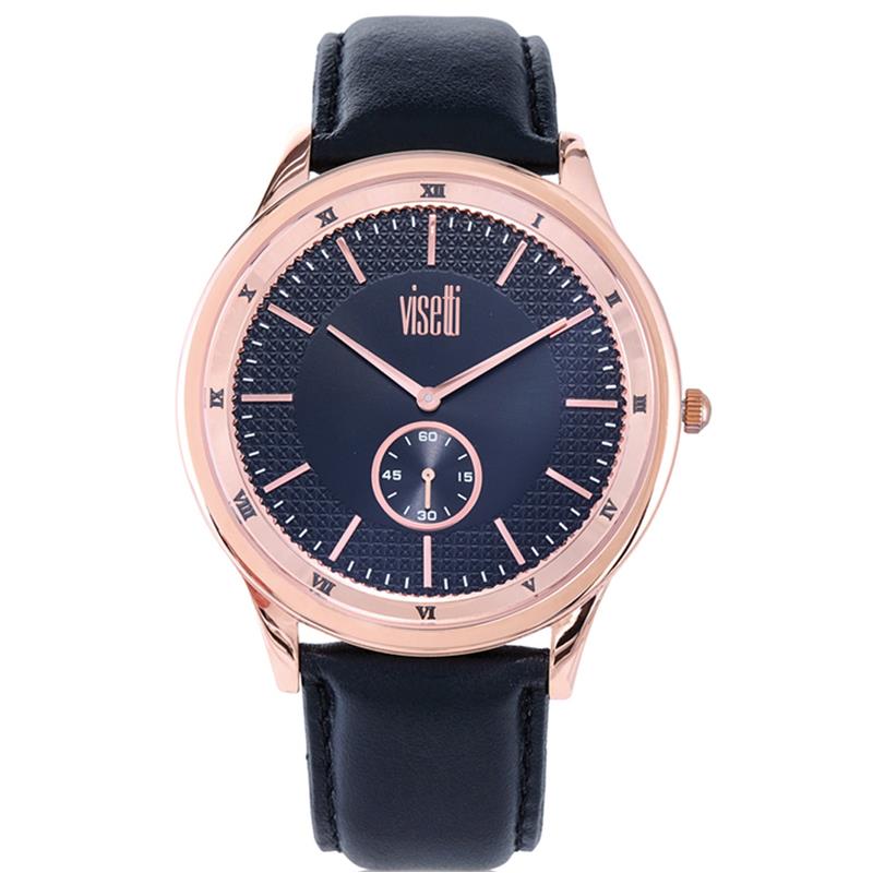 Visetti Glorious Rose Gold Black Leather Strap ZE-625RB