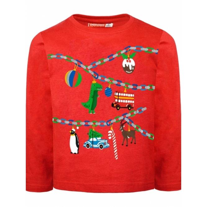Energiers Μπλούζα βαμβακερή με χριστουγεννιάτικο μοτίβο ΚΟΚΚΙΝΟ 12-120180-5