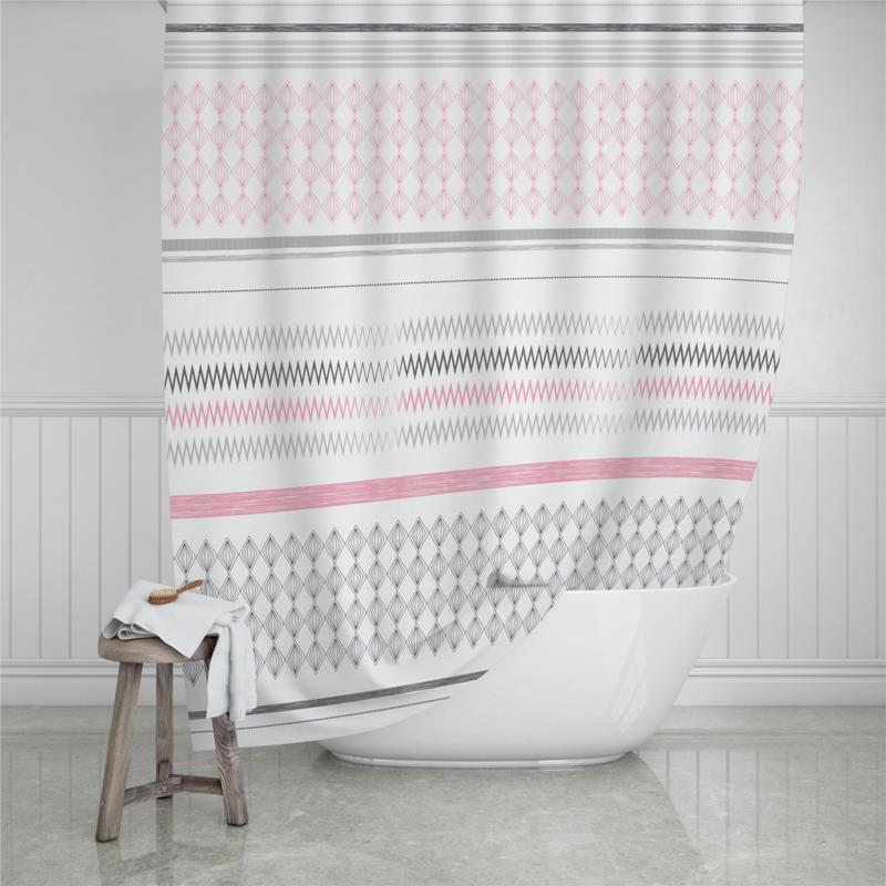 Κουρτίνα Μπάνιου (180x200) Estia Stripes Pink 02-11338