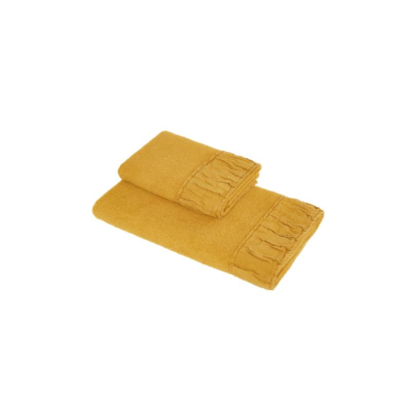 Coincasa πετσέτα χεριών με πλισέ λεπτομέρεια 40 x 60 cm - 007141871 Κίτρινο
