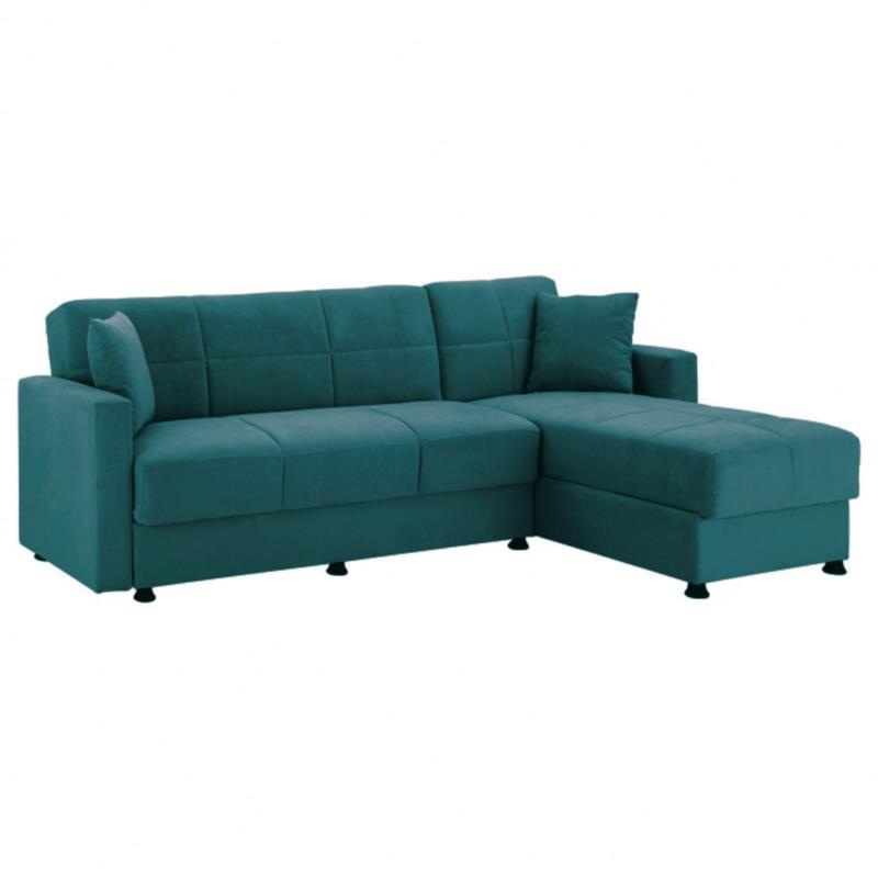 Γωνιακός καναπές-κρεβάτι "HUGO" αναστρέψιμος υφασμάτινος σε βεραμάν χρώμα 236x146x81