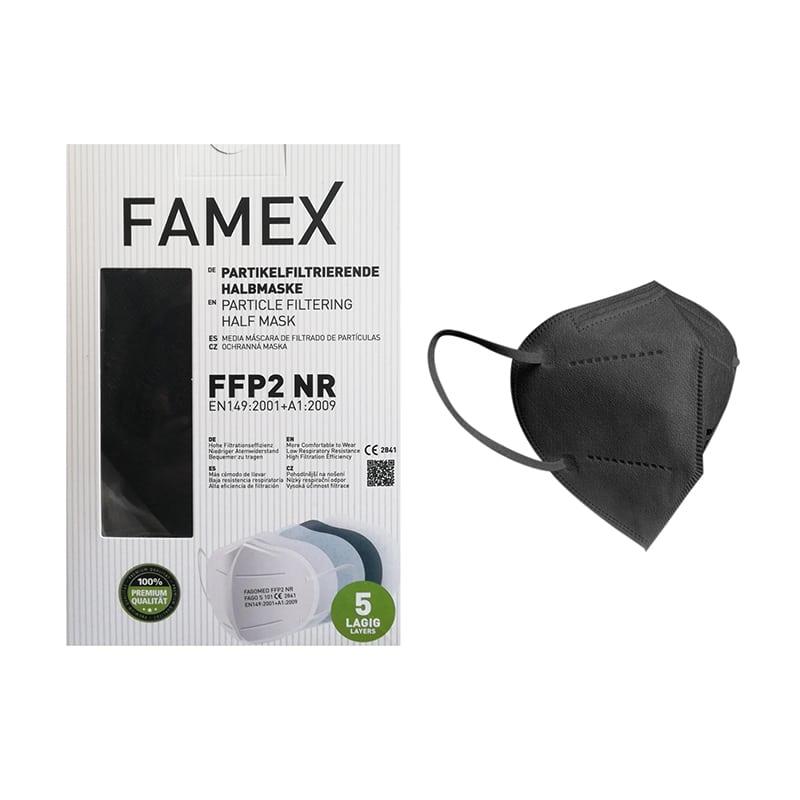 Famex Μάσκα Προστασίας FFP2 Particle Filtering Half NR Μαύρο 10τμχ