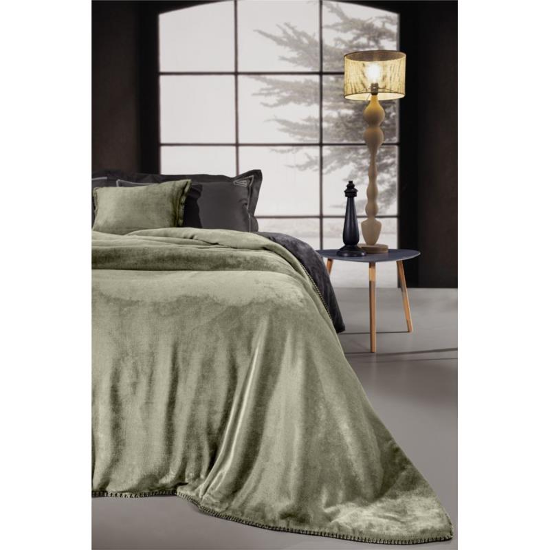 Κουβέρτα Με Μαξιλαροθήκη Flannel Υπέρδιπλη Velvet Khaki 220x240εκ. Guy Laroche (Υλικό: Flannel 100%, Χρώμα: Χακί, Μέγεθος: Υπέρδιπλα) - Guy Laroche - 5206480583117