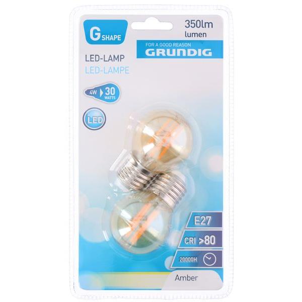 Λάμπα LED G45 2τμχ 350 lumen E27 4W Πορτοκαλί Φως Grundig