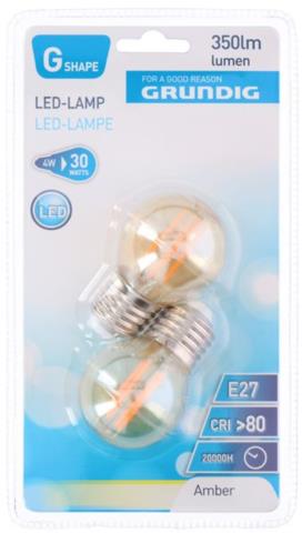 Λάμπα LED G45 2τμχ 350 lumen E27 4W Πορτοκαλί Φως Grundig