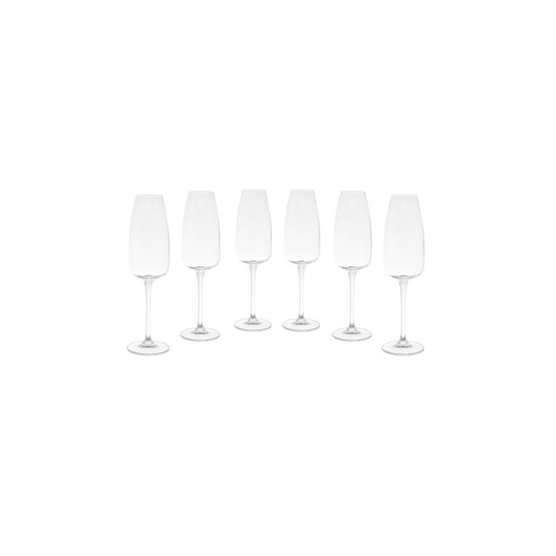 Coincasa σετ από 6 κρυστάλλινα κολωνάτα ποτήρια με στενό χείλος 25 x 4.5 cm - 006689435 Διάφανο
