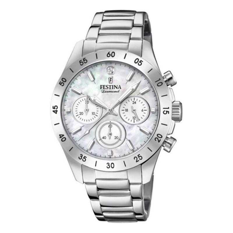 FESTINA Chronograph Diamond Stainless Steel Bracelet F20397-1