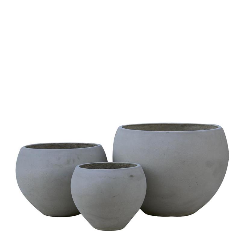 Γλάστρα Γκρι Τσιμέντο Φ32x26cm/Φ43x32cm/Φ55x40cm Σετ 3Τμχ