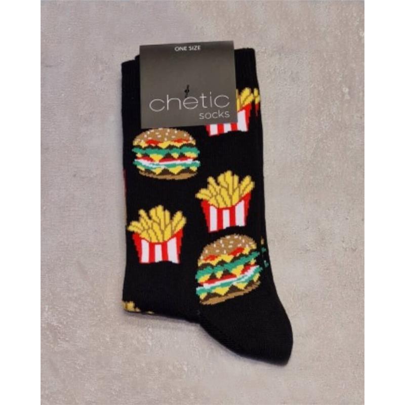 Κάλτσες με σχέδιο Hamburger+amp;Patatoes unisex 78% βαμβάκι