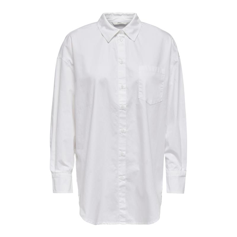 ONLY γυναικείο πουκάμισο μονόχρωμο Oversize Fit - 15250544 - Λευκό