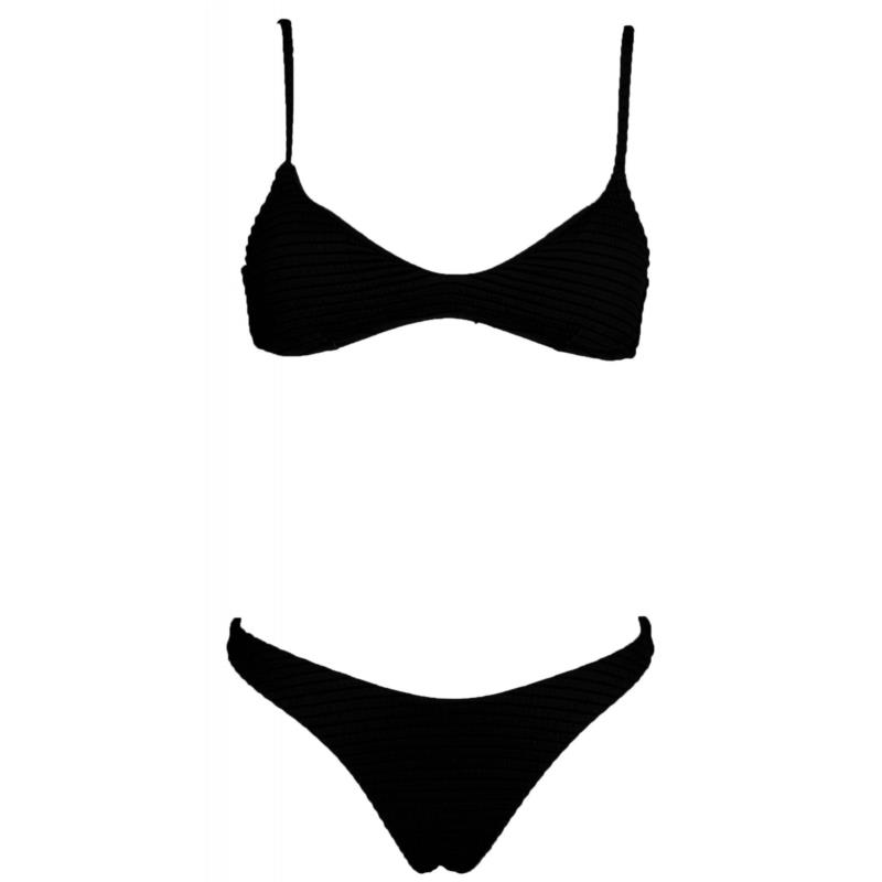 Γυναικείο set μαγιό top τρίγωνο ενισχυμένο Bikini brazillian. Καλύπτει B Cup. Swimwear Collection. ΜΑΥΡΟ