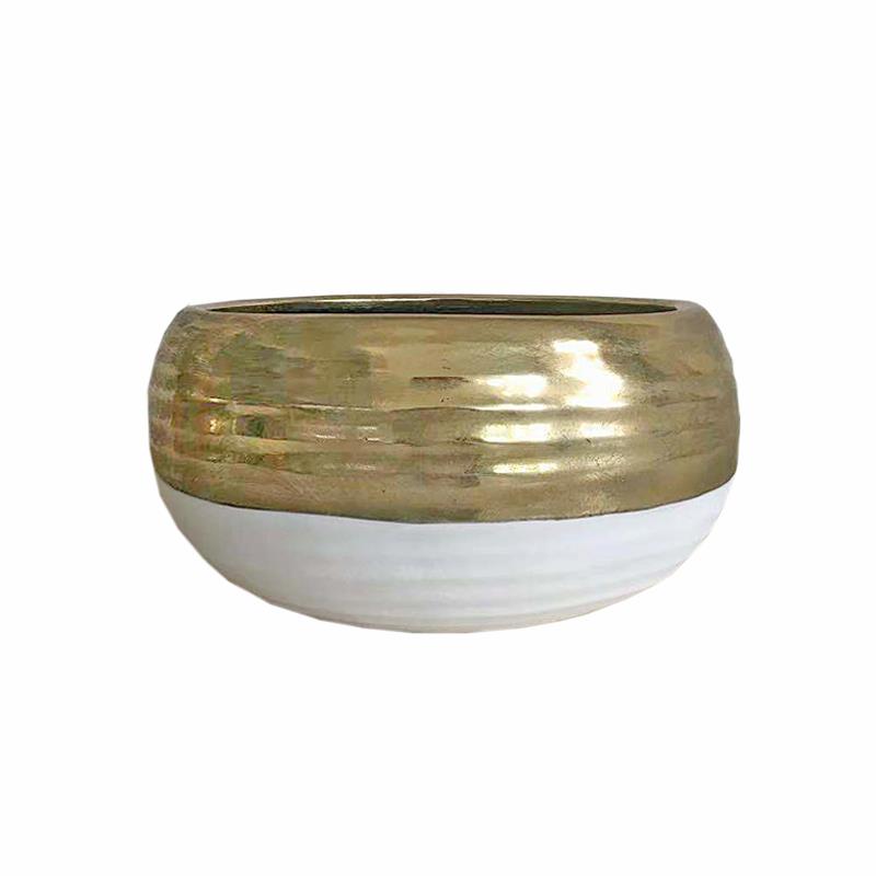 Διακοσμητικό Μπωλ Κεραμικό Χρυσό-Λευκό Art Et Lumiere 30x15,5εκ. 10579 (Υλικό: Κεραμικό, Χρώμα: Λευκό) - Art Et Lumiere - lumiere_10579