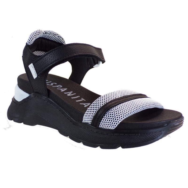 Hispanitas Γυναικεία Παπούτσια Πέδιλα GRAZIA HV221721 Λευκό-Μαύρο Δέρμα