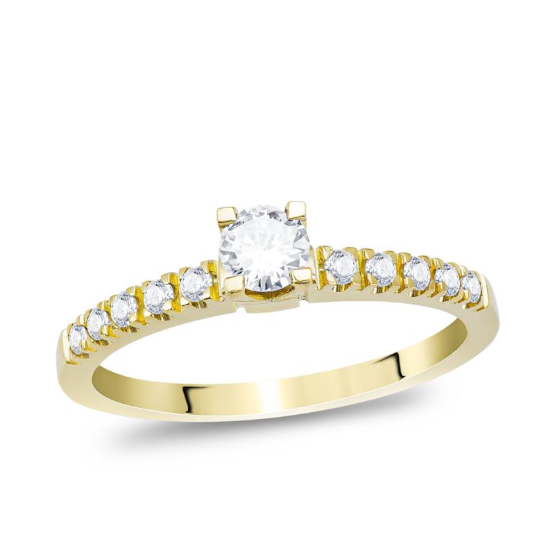 Μονόπετρο Δαχτυλίδι με Διαμάντια Brilliant από Kίτρινο Χρυσό 18 Καρατίων DDX377