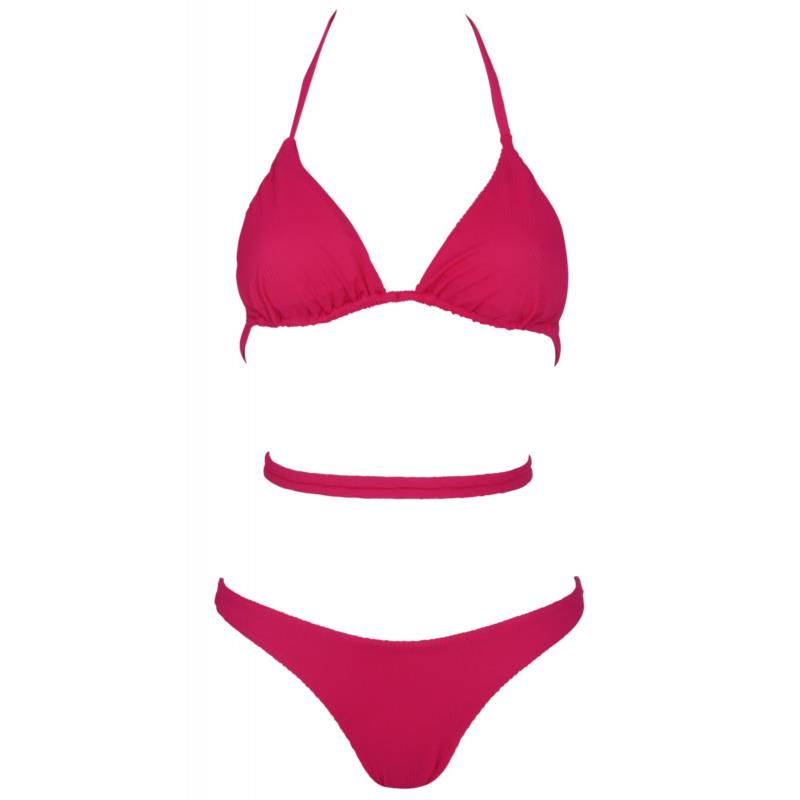 Γυναικείο set μαγιό τρίγωνο αποσπώμενη ενίσχυση Bikini brazilian. Καλύπτει A & B cup. ΦΟΥΞΙΑ