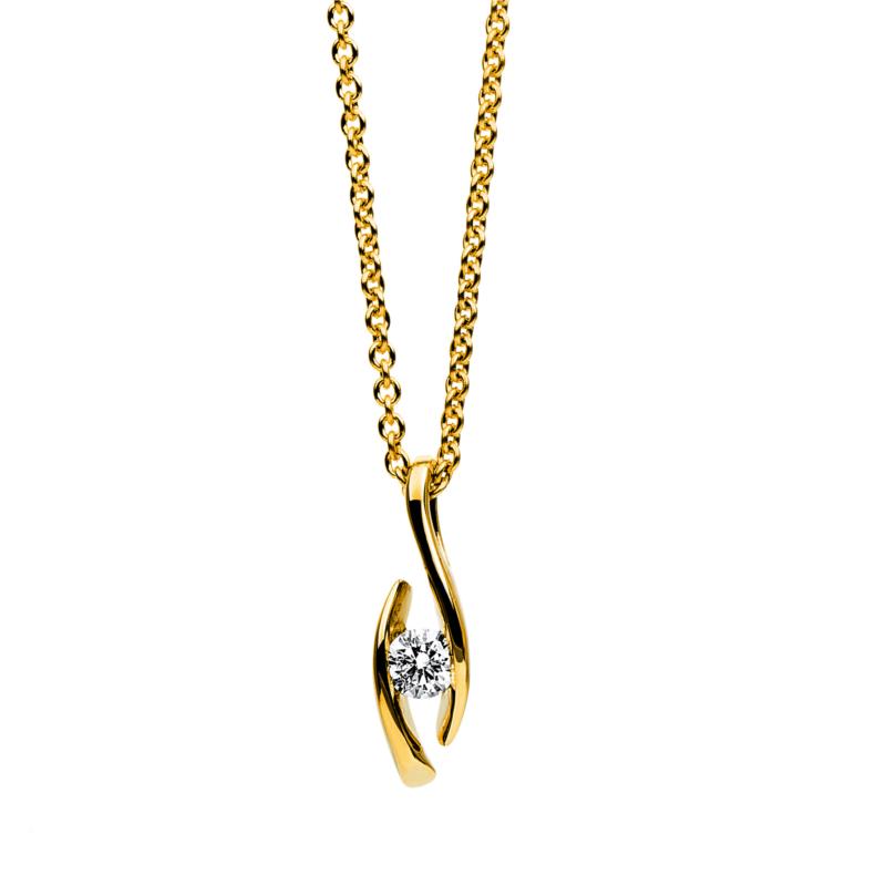 Diamond Group Κολιέ Mονόπετρο με Διαμάντι Brilliant από Κίτρινο Χρυσό 18 Καρατίων KL2022