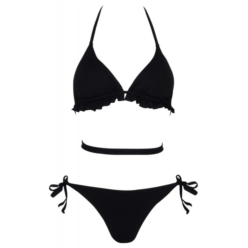 Γυναικείο set μαγιό τρίγωνο αποσπώμενη ενίσχυση bikini δετό braziliane. Καλύπτει B cup. ΜΑΥΡΟ